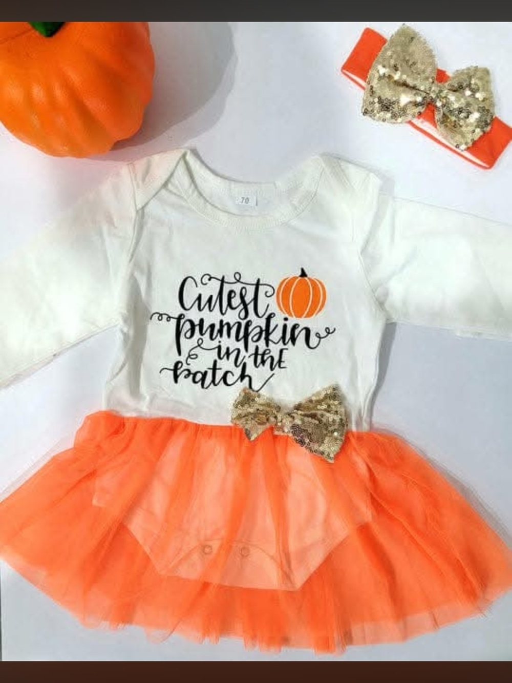 Cutest Pumpkin in the Patch White & Orange Baby Girl Tutu Costume